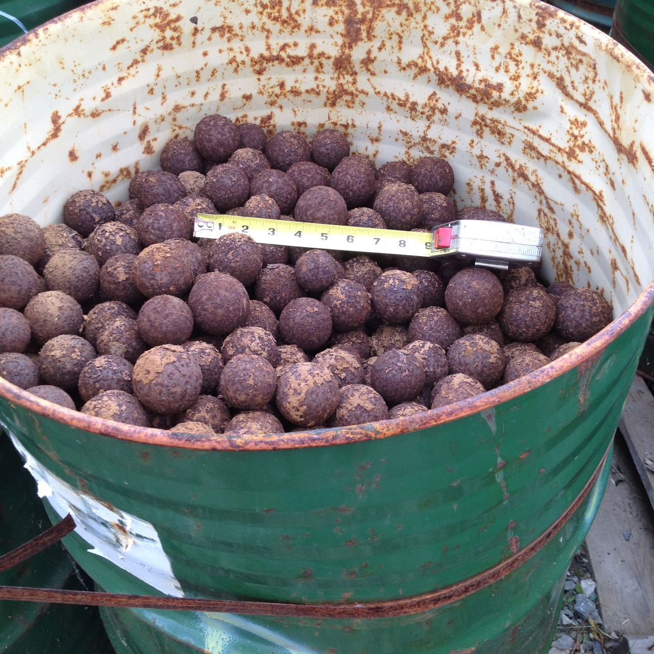 75 Units/barrels - Used Grinding Balls, Ranging In Size From Approximately 1" To 4" (note: A Barrel Is Approximately 1-ton))
